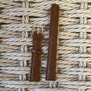 NEW Brown camel tan Genuine Leather Watch Strap 14 mm women’s gold buckle